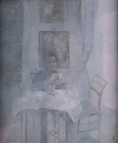 GUILLERMO DELGADO, "Autorretrato cenando", 1976, Óleo sob