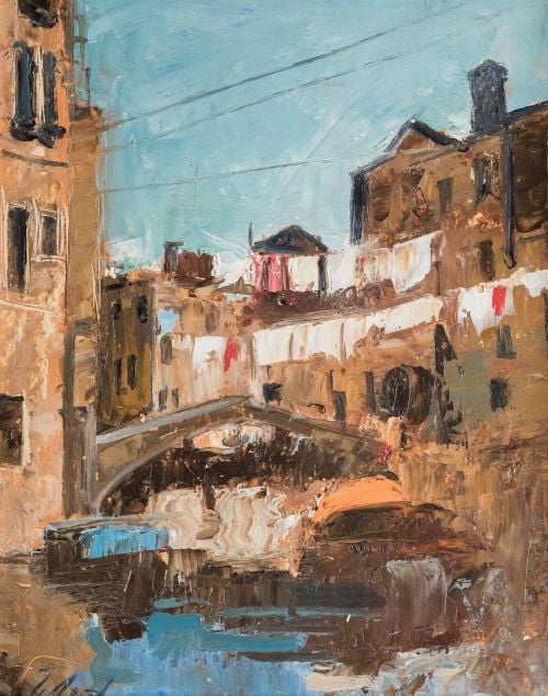 PIOTR PIETROVICH LITVINSKI, "Venecia", 1990, Óleo sobre car