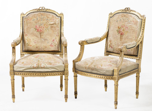 Pair of Louis XVI style armchairs, France, 20th century