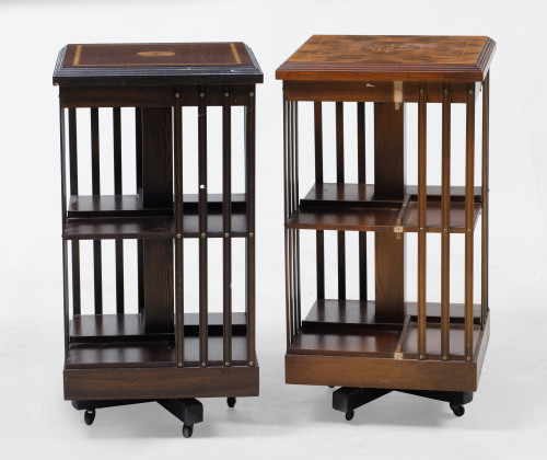 Two revolving bookcases with an English taste, mid 20th cen