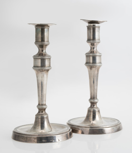 Pair of silver candlesticks, Vitoria, 19th century