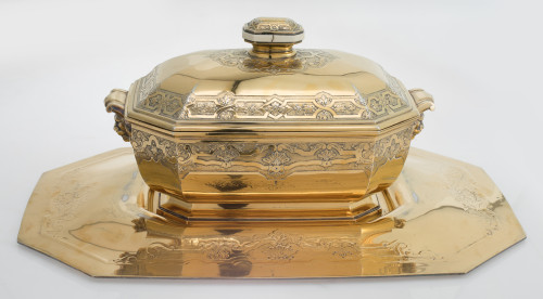 French vermeille silver tureen