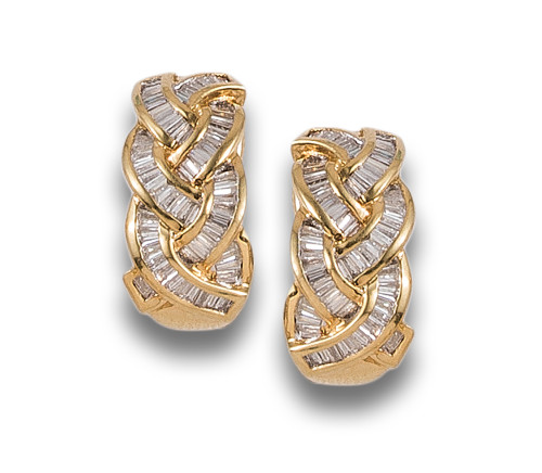 DIAMOND HALF  HOOP EARRINGS, IN YELLOW GOLD