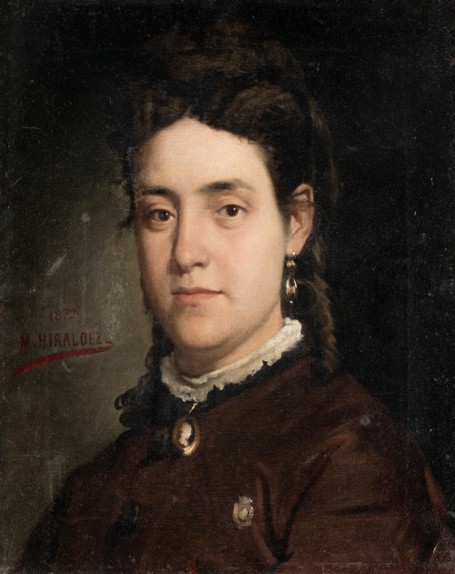 MARCOS HIRÁLDEZ ACOSTA, "Retrato de Dama", 1872, Óleo sobre