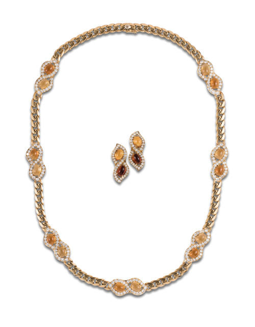 BULGARI BRACELET AND NECKLACE SET IN YELLOW GOLD WITH DIAMO