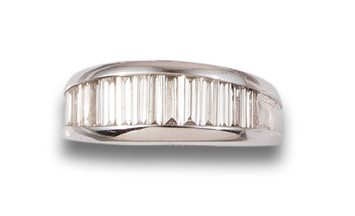 HALF DIAMOND WEDDING RING, IN WHITE GOLD