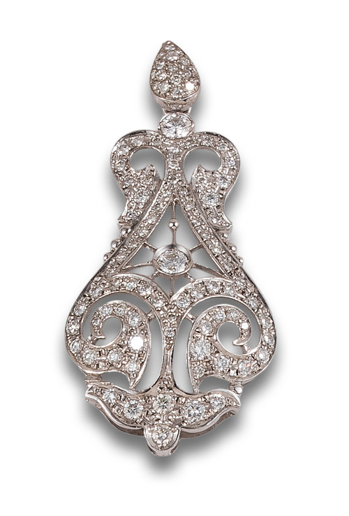 PENDANT, BELLE EPOQUE STYLE, WITH DIAMONDS, IN WHITE GOLD