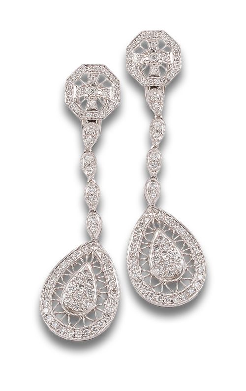 LONG EARRINGS, BELLE EPOQUE STYLE, WITH DIAMONDS AND WHITE