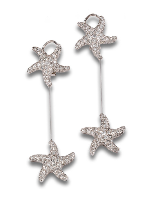 LONG DIAMONDS STARFISH EARRINGS, IN WHITE GOLD