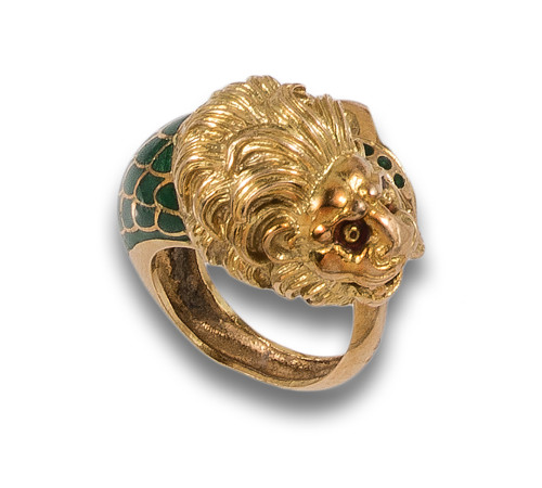 LEON RING, 1970s, ENAMEL AND YELLOW GOLD