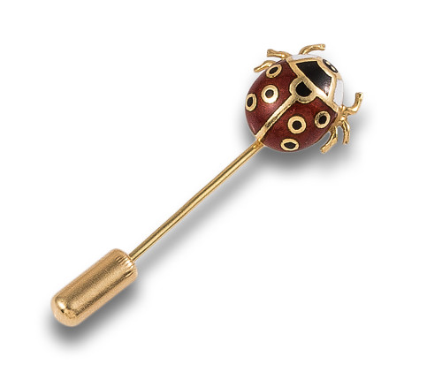 ENAMEL AND YELLOW GOLD LADYBUG PIN