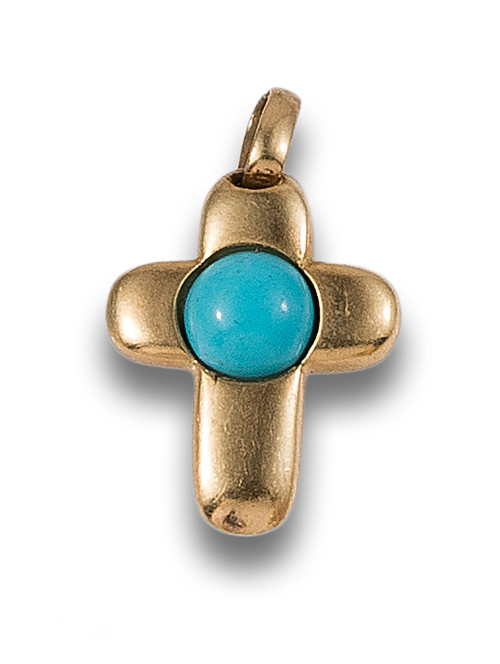 CROSS PENDANT IN YELLOW GOLD AND STONES