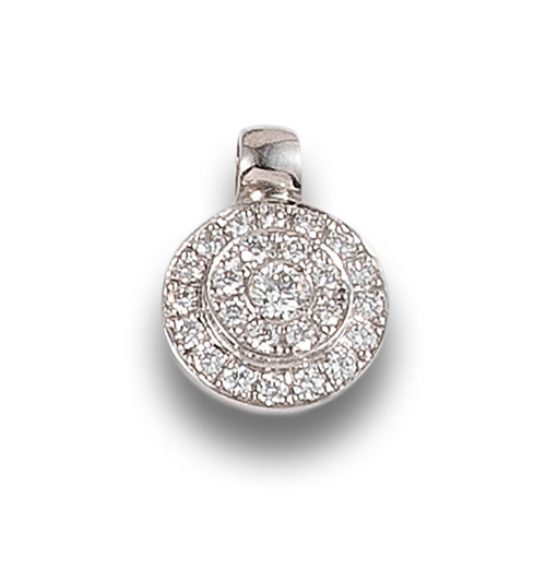 DIAMOND ROSETTE PENDANT, IN WHITE GOLD