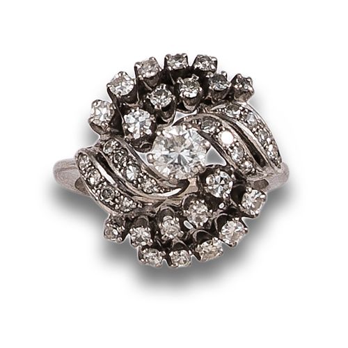 RING, 1950s, WITH DIAMONDS, IN PLATINUM