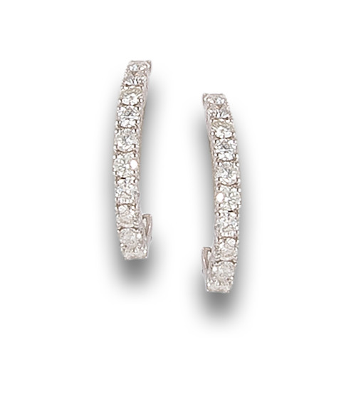 HALF HOOP DIAMOND EARRINGS, IN WHITE GOLD