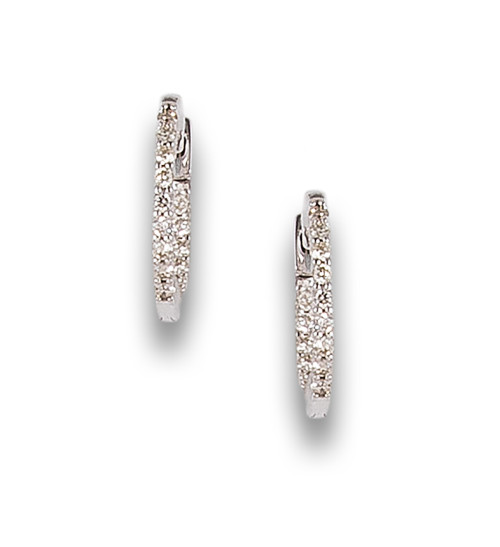 DIAMOND HOOP EARRINGS, IN WHITE GOLD