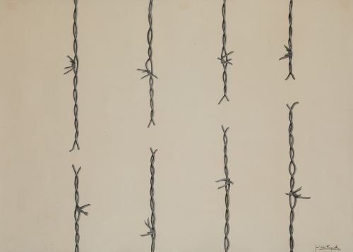 JOSÉ LUIS FAJARDO, "Alambres", 1975, Grafito sobre papel 