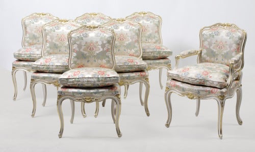 Twelve chairs and two Louis XV style armchairs, France, 20t