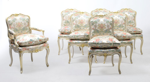 Twelve chairs and two Louis XV style armchairs, France, 20t