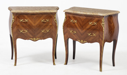 Pair of Louis XV style side tables, France, 20th century