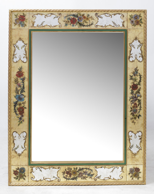 Mirror with eglomise frame, 20th century