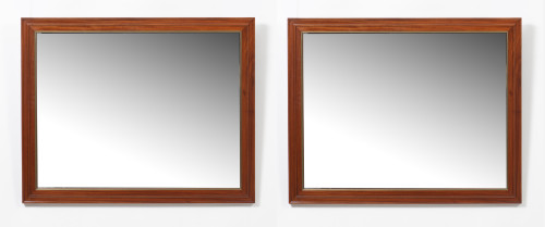 Pair of mahogany and gilt brass mirrors, 20th century