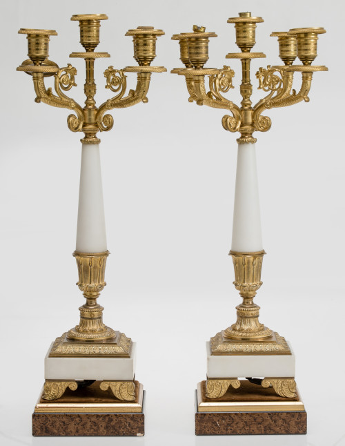 Pareja de candelabros de estilo imperio, Francia, S. XX