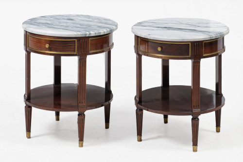 Pair of Louis XVI style pedestal tables, France, 20th centu