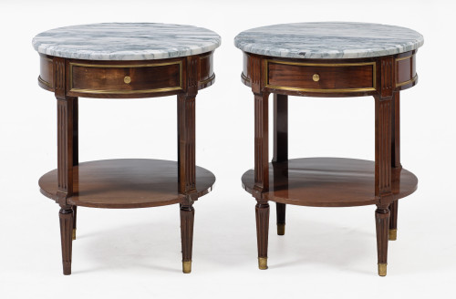 Pair of Louis XVI style pedestal tables, France, 20th centu