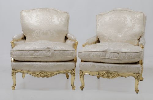 Pair of Louis XV style armchairs, France, 20th century