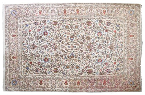 Hand-knotted wool rug possibly Kerman, Iran, 20th century