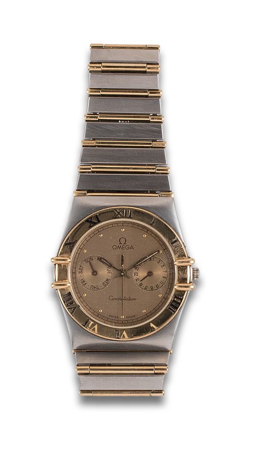 OMEGA CONSTELLATION WRISTWATCH, IN STEEL AND GOLD