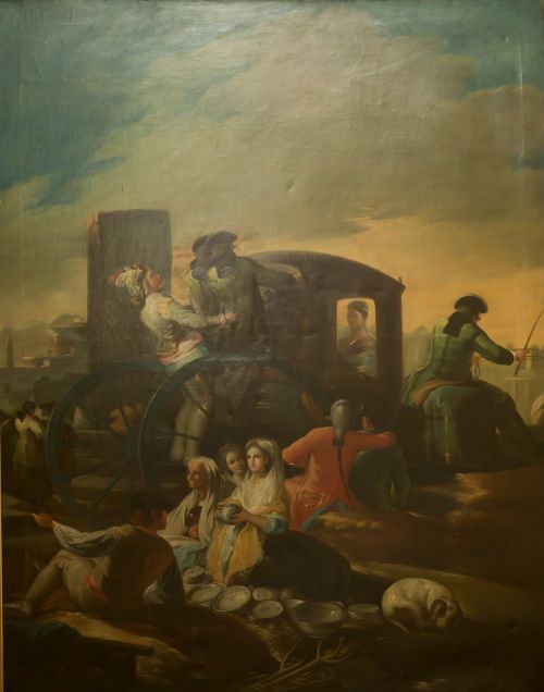  ESCUELA ESPAÑOLA, "El cacharrero", Óleo sobre lienzo