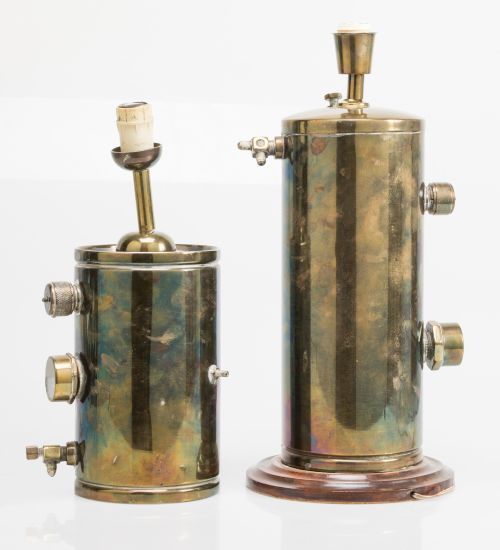 Two table lamps made from metal filters, 20th century