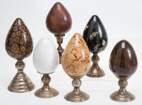 Collection of eggs made of different materials