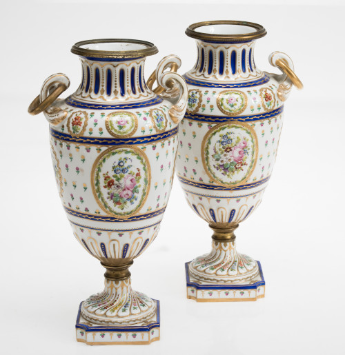 Pair of French porcelain urns, late  19th century