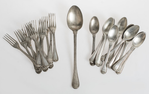 Spanish silver cutlery set, with Toledo marks, year 1804