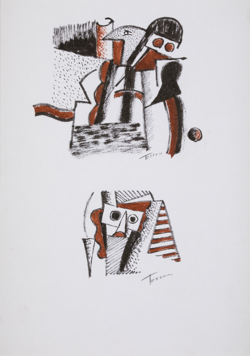 GEORGE TESSON, "Composiciones abstractas", Tinta sobre pape