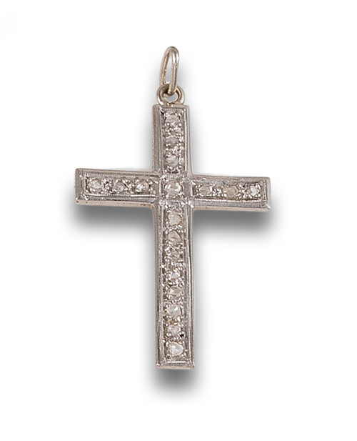 DIAMOND PENDANT CROSS, IN YELLOW GOLD AND PLATINUM