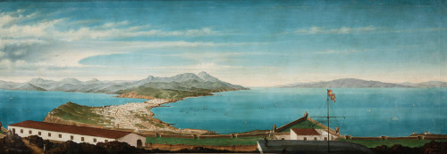 JUAN CARRERO Y TAULET, "Vista de Ceuta", 1871, Óleo sobre l