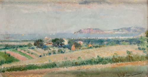 ANTONIO REYNA, "Vista de Ancona desde Montemarciano", Óleo