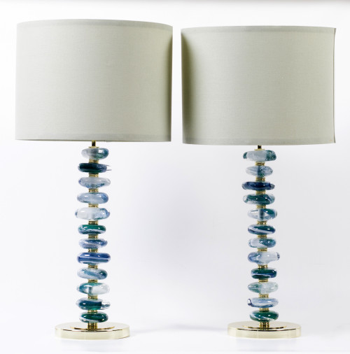 Pair of glass table lamps, Murano, Italy, 20th century