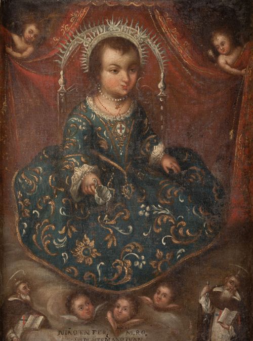 ESCUELA VIRREINAL, "Santo Niño Jesús Enfermero", Óleo sobre