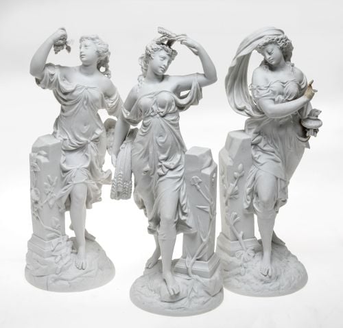 "Spring", "Autumn" and "Winter", three biscuit figures from