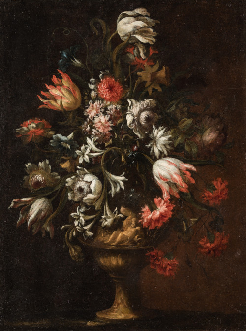 BARTOLOMÉ PÉREZ, "Vaso con flores", Óleo sobre lienzo