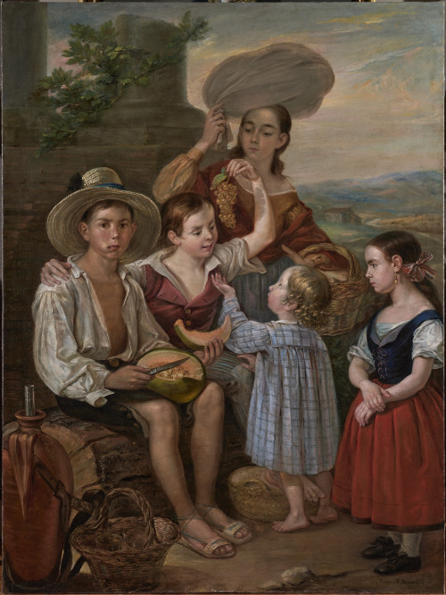 VALERIANO  DOMÍNGUEZ BÉCQUER, "Muchachos comiendo fruta", 1