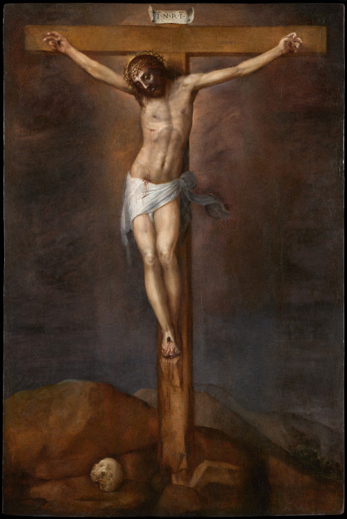 ESCUELA ITALIANA, "Cristo crucificado", Óleo sobre tabla