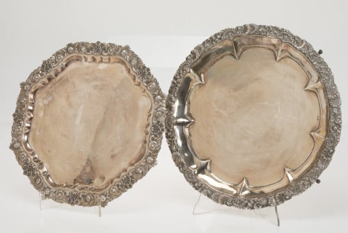 Two hallmarked 916 silver salvillas, 20th century