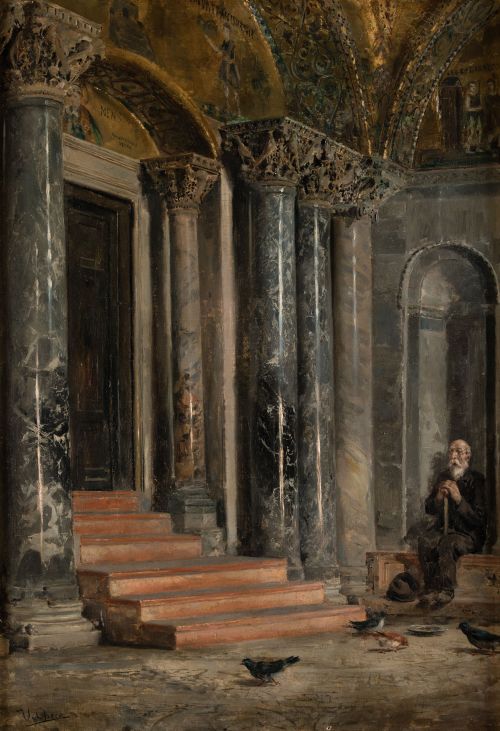 ULPIANO  CHECA Y SAIZ, "Pórtico de San Marcos", Óleo sobre