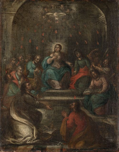 ESCUELA ESPAÑOLA, "Venida del Espíritu Santo", Óleo sobre l